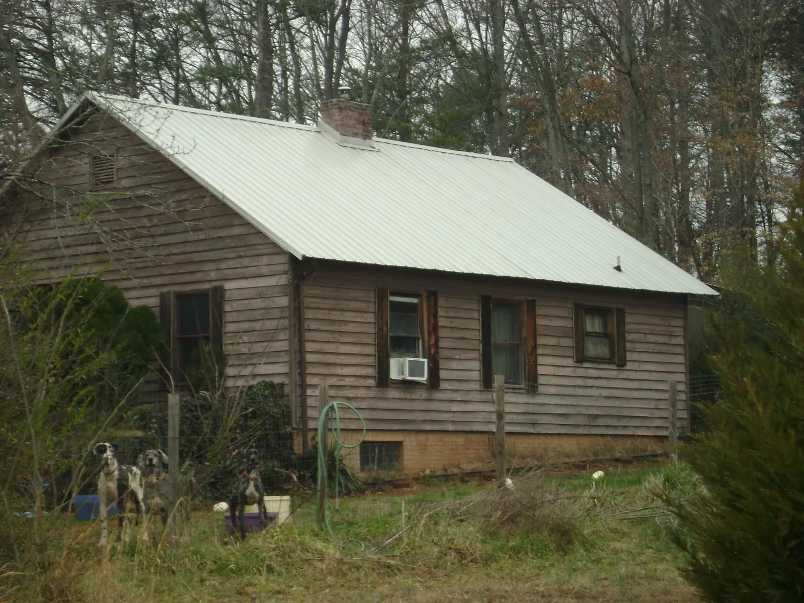 White metal roof on an old wood sided farmhouse, from a Asphalt Shingle Roof Repair job in Harveys Lake
